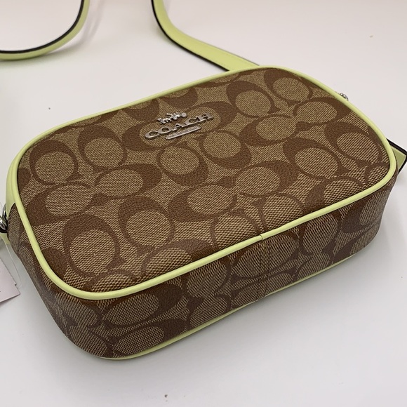 NEW! COACH Mini Jamie Camera Bag In Signature Canvas - Silver/Khaki/Pale Lime - Picture 11 of 16
